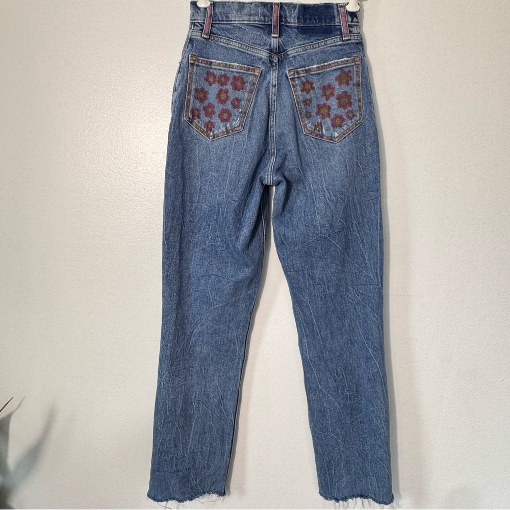 Abercrombie & Fitch Curve Love Ultra High Rise 90s Straight Floral Boho Jeans 25 - Picture 12 of 13